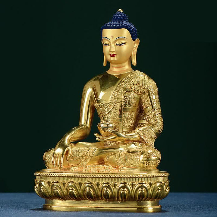 Buddha Shakyamuni Figurine Enlightenment Copper Statue Home Offering Decoration