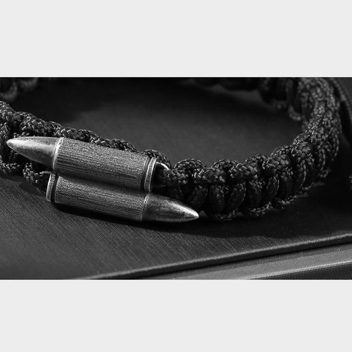 Buddha Stones 925 Sterling Silver Bullet Design Braided Rope Bracelet