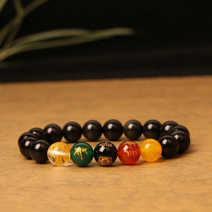 Buddha Stones Five Elements God of Wealth Various Agate Crystal Wealth Bracelet