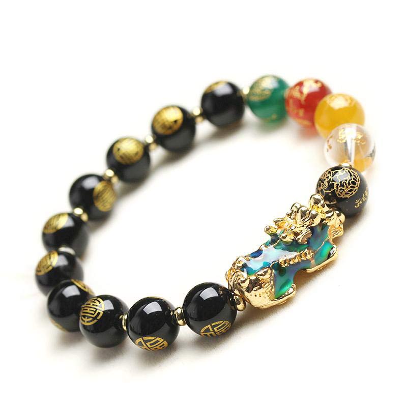 Buddha Stones Color-Changing Pixiu Obsidian Luck Bracelet