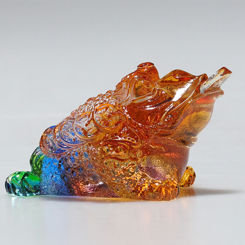 Feng Shui Frog Handmade Liuli Crystal Art Piece Wealth Home Office Decoration