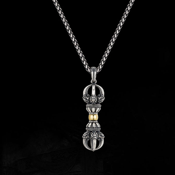 Buddha Stones Tibetan Dorje Vajra Design Wealth Necklace Pendant