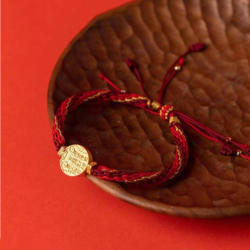 Buddha Stones Five Directions Gods of Wealth Handmade Reincarnation Knot Protection String Braid Bracelet