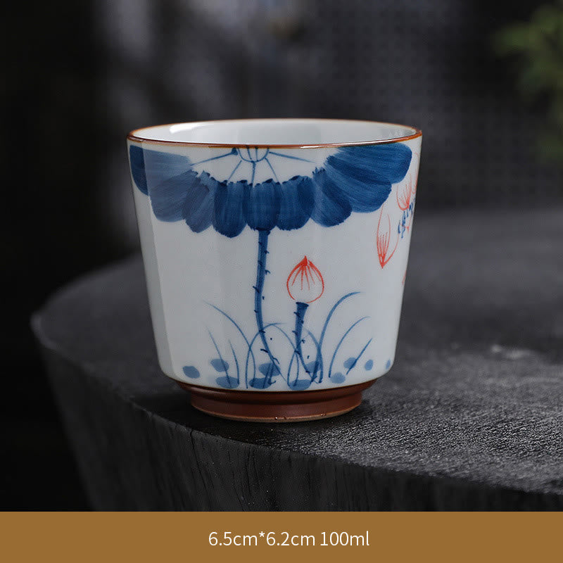 Buddha Stones Lotus Flower Leaf Bamboo Ceramic Teacup Kung Fu Tea Cups