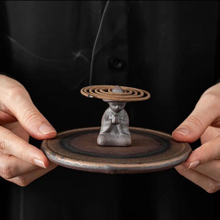 Small Person Meditation Ceramic Spiritual Healing Incense Burner