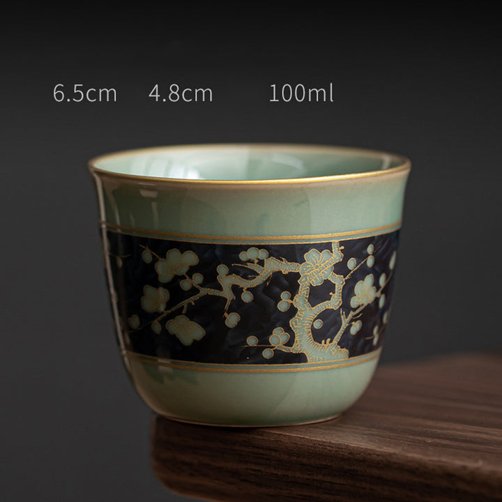 Buddha Stones Butterfly Flower Lotus Koi Fish Plum Blossom Ceramic Teacup Kung Fu Tea Cup 100ml