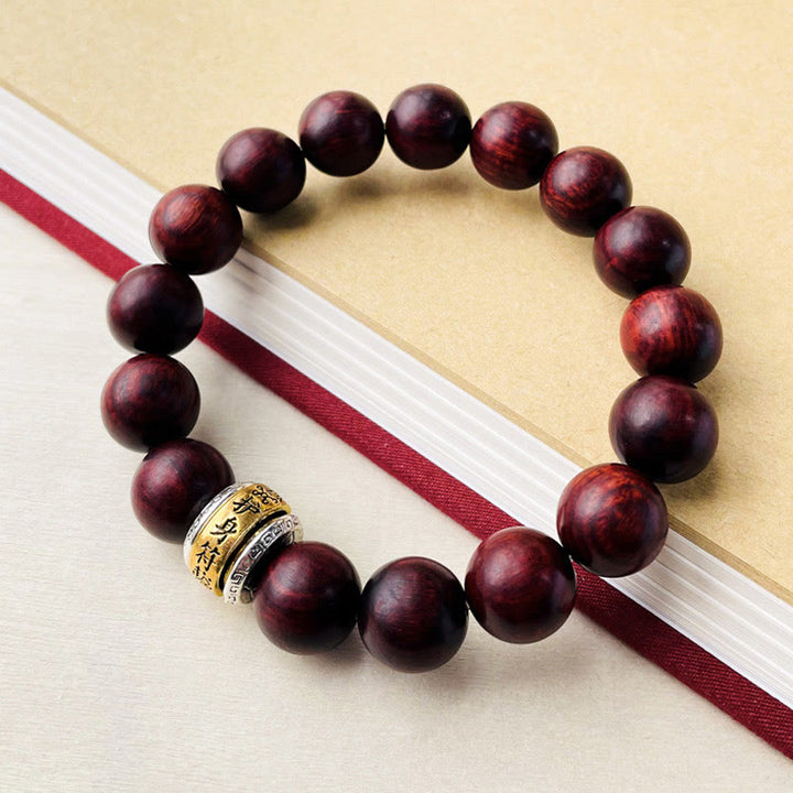 Buddha Stones Small Leaf Red Sandalwood Amulet Protection Bracelet