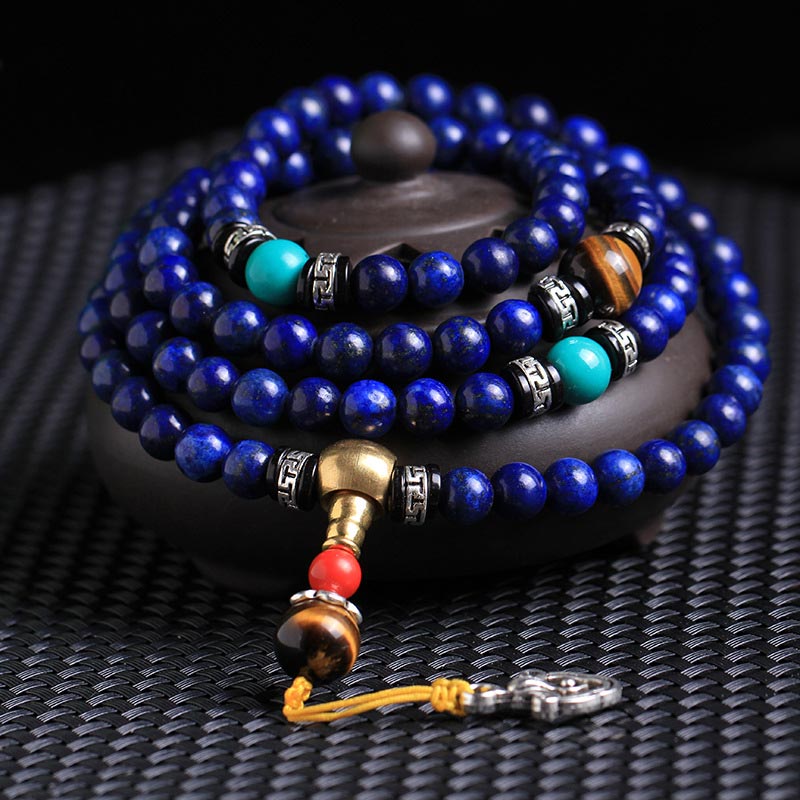 Buddha Stones 108 Beads Lazurite Positive Bracelet Mala