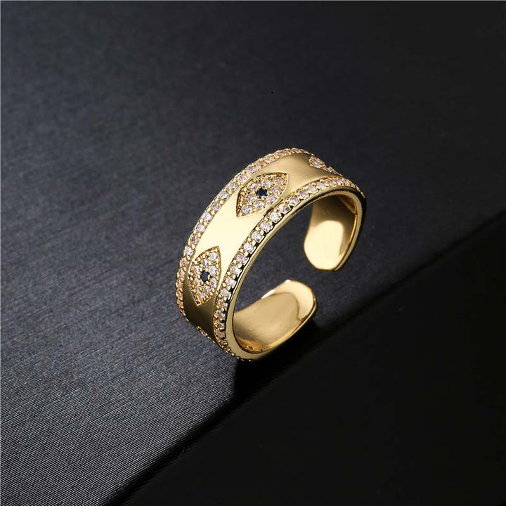 Buddha Stones Evil Eye Luck Blessing Copper Ring