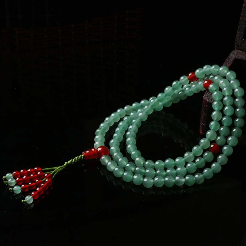 108 Beads Green Aventurine Red Agate Luck Mala Bracelet