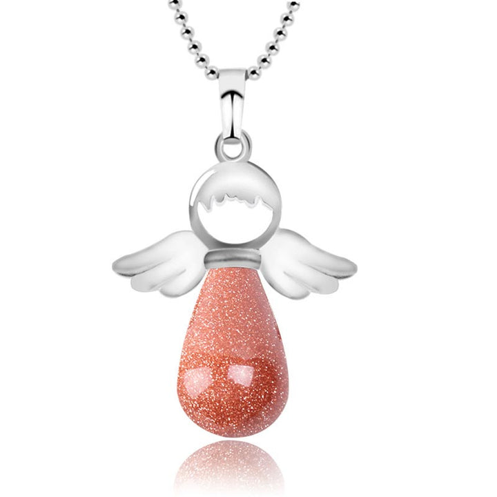 Buddha Stones Little Angel Wings Natural Crystal Luck Necklace Pendant