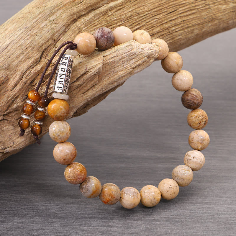 Weathered Stone Om Mani Padme Hum Strengthen Bracelet