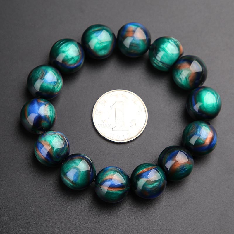 Buddha Stones Colorful Sea Willow Mala Positive Bracelet Ring