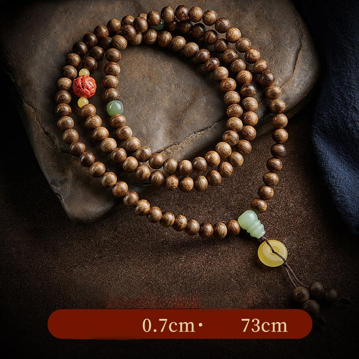 108 Mala Beads Kalimantan Agarwood Gourd Jade Amber Balance Bracelet