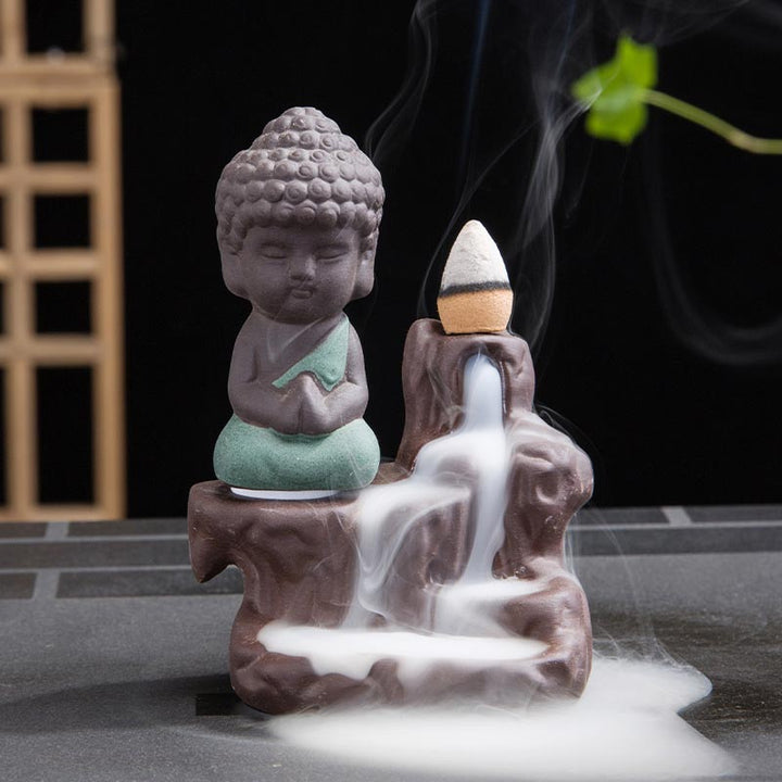 Buddha Stones  Backflow Smoke Fountain Ceramic Blessing Incense Burner Decoration