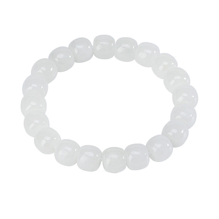 Buddha Stones Hetian White Jade Happiness Blessing Bracelet