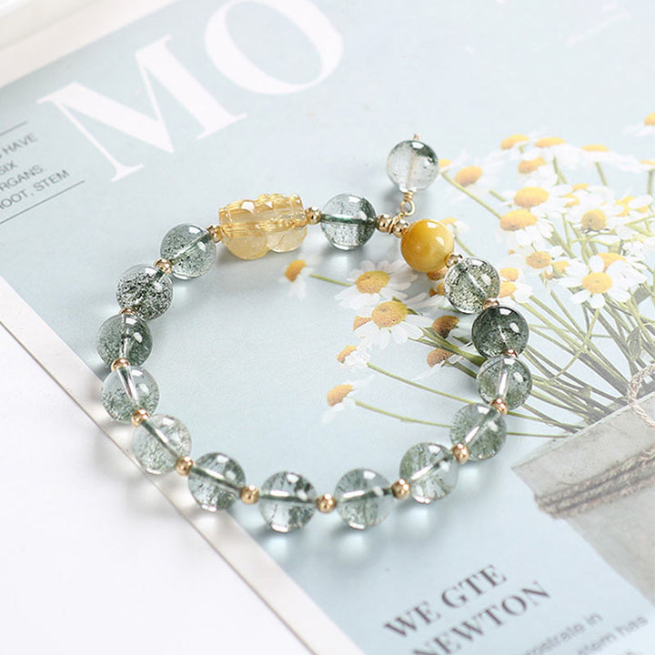 Buddha Stones Green Phantom Citrine PiXiu Confidence Bracelet