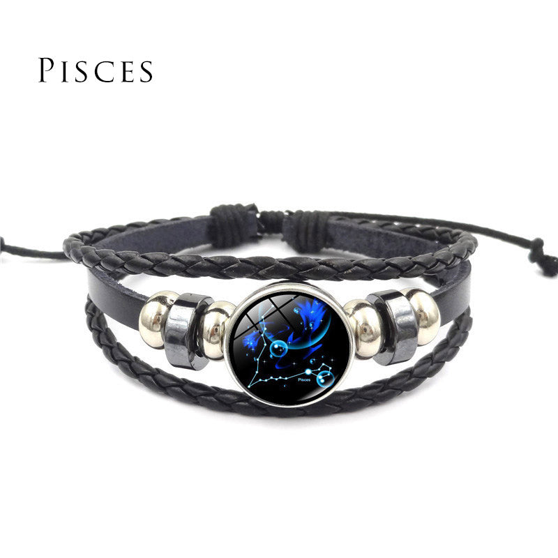 Buddha Stones 12 Constellations of the Zodiac Moon Protection Bracelet