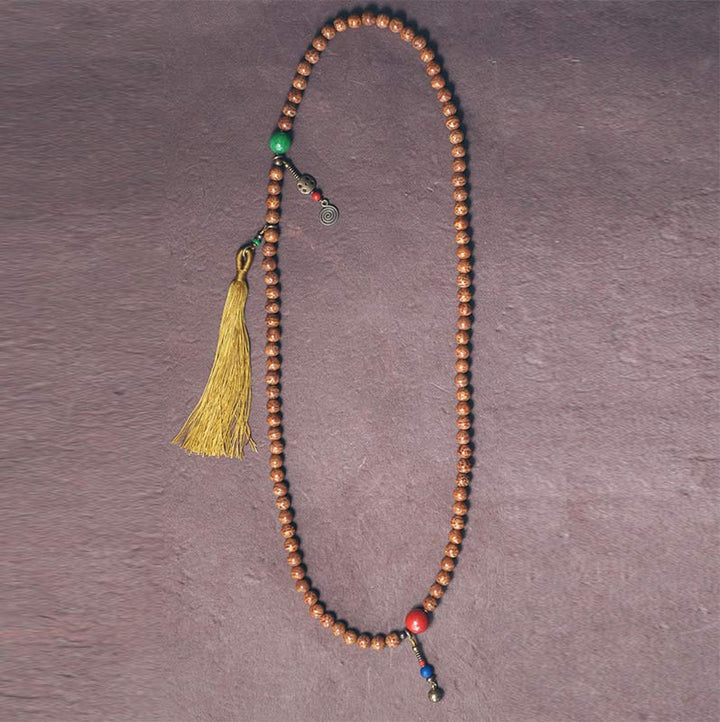 108 Mala Beads Bodhi Seed Wisdom Peace Tassel Bracelet