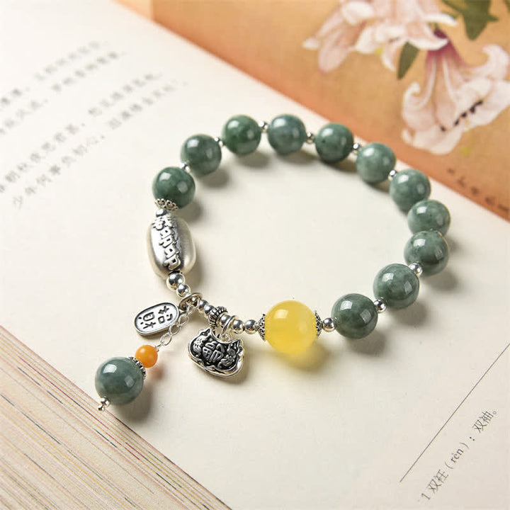 925 Sterling Silver Cyan Jade Amber Success Bracelet