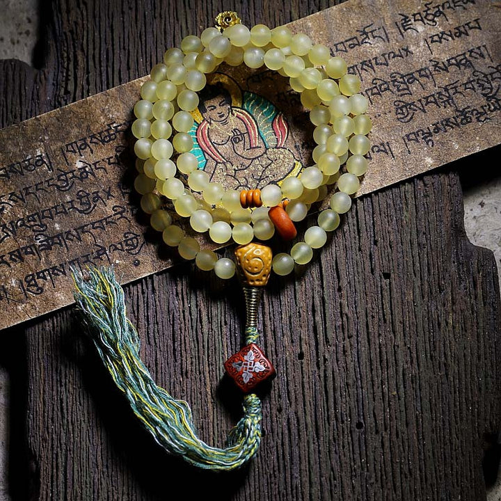 108 Mala Beads Tibet Sheep Horn Amber Luck Bracelet