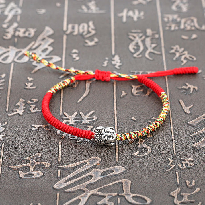 Buddha Stones Handmade Colorful King Kong Knot Buddha Serenity String Bracelet