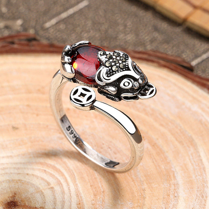 Buddha Stones FengShui Genstone PiXiu Wealth Adjustable Ring