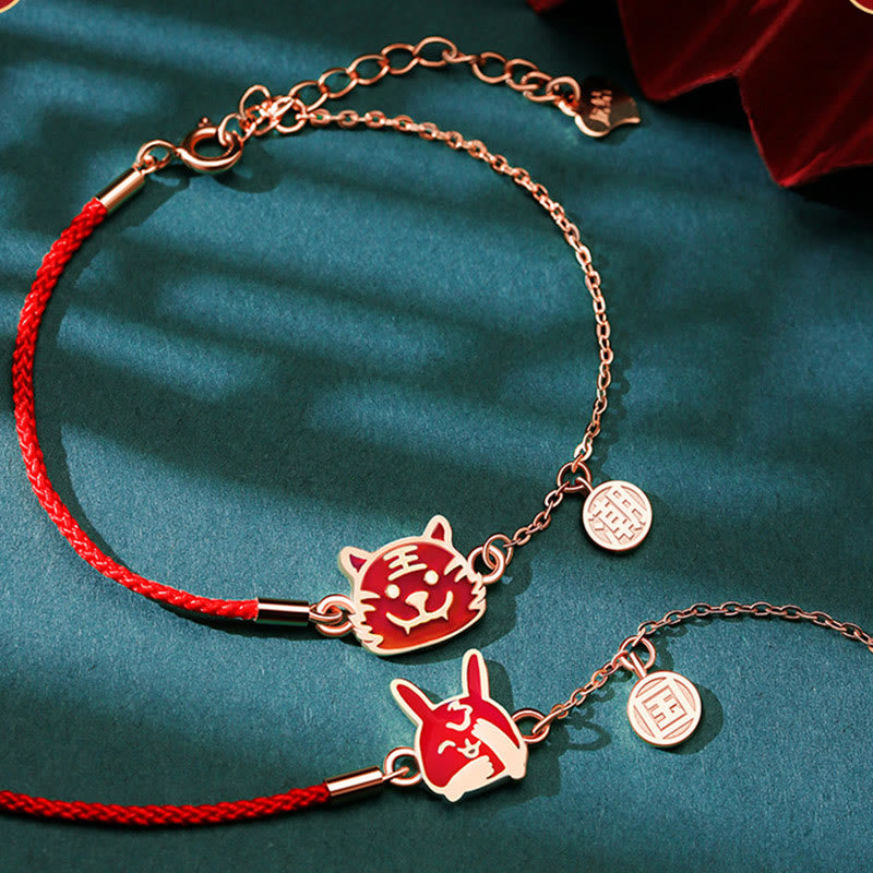 Buddha Stones 925 Sterling Silver Color-changing Chinese Zodiac Luck Protection Red String Chain Bracelet