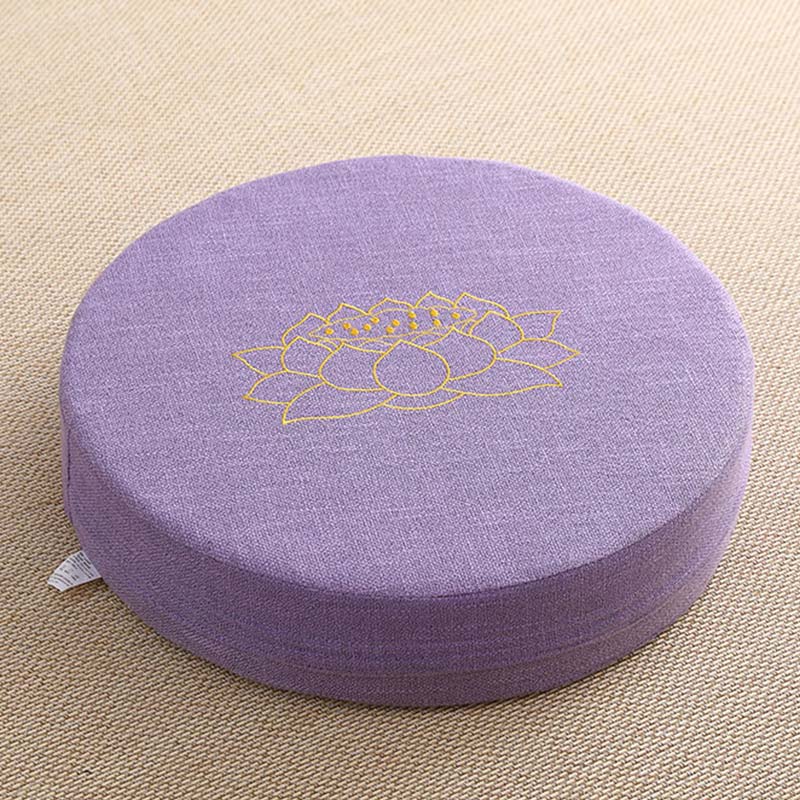 Buddha Stones Lotus Embroidery Cotton Linen Meditation Seat Cushion