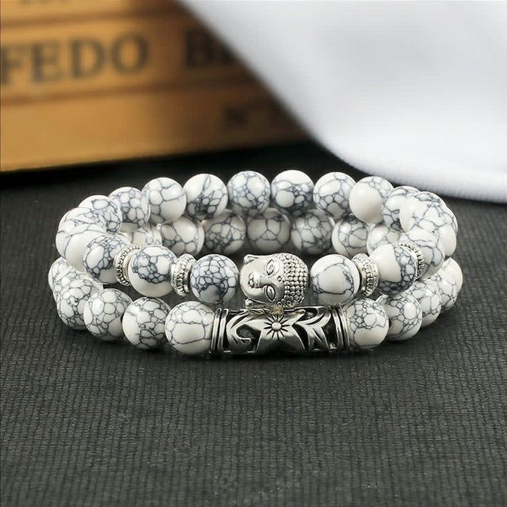 Buddha Stones 2Pcs Natural Crystal Agate Buddha Protection Bracelet