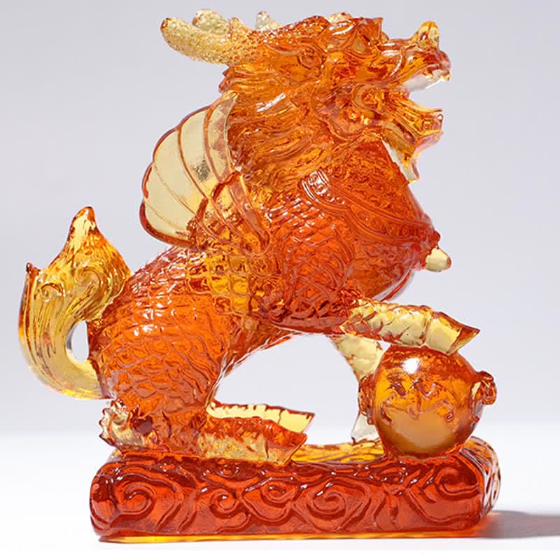 Feng Shui Kirin Handmade Liuli Crystal Art Piece Fortune Home Office Decoration