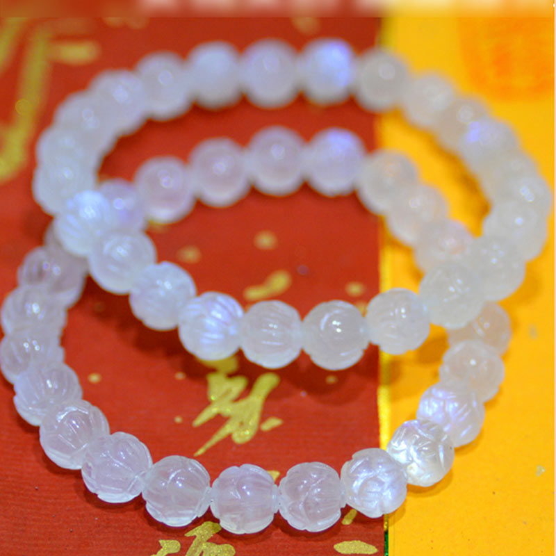 Buddha Stones Natural Moonstone Lotus Love Bracelet