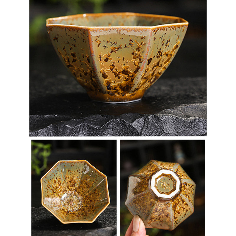 Buddha Stones Colorful Brown Ceramic Teacup Kung Fu Tea Cup Bowl