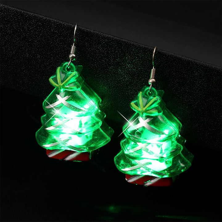 Led Christmas Santa Claus Tree Elk Luminous Earrings