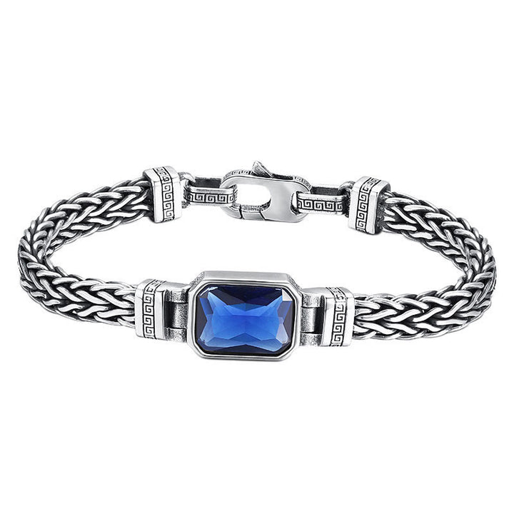 Buddha Stones Retro Blue Acrylic Dragon Keel Braided Design Healing Wealth Buckle Bracelet