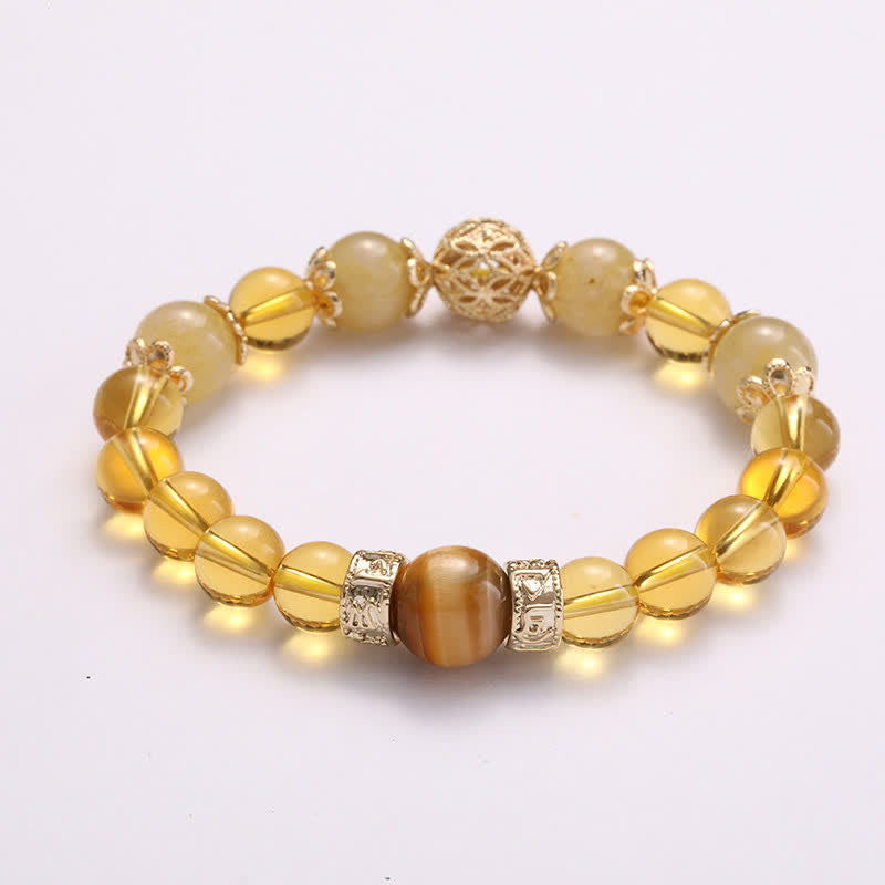 Buddha Stones Citrine Generosity Prosperity Beaded Bracelet