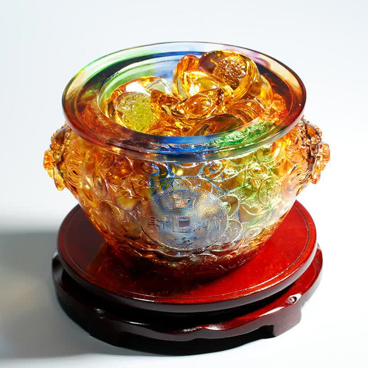 Handmade Liuli Crystal Treasure Bowl Art Piece Home Decoration