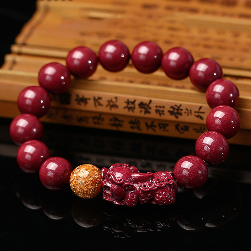 Buddha Stones Tibetan Cinnabar Pixiu Calm Bracelet