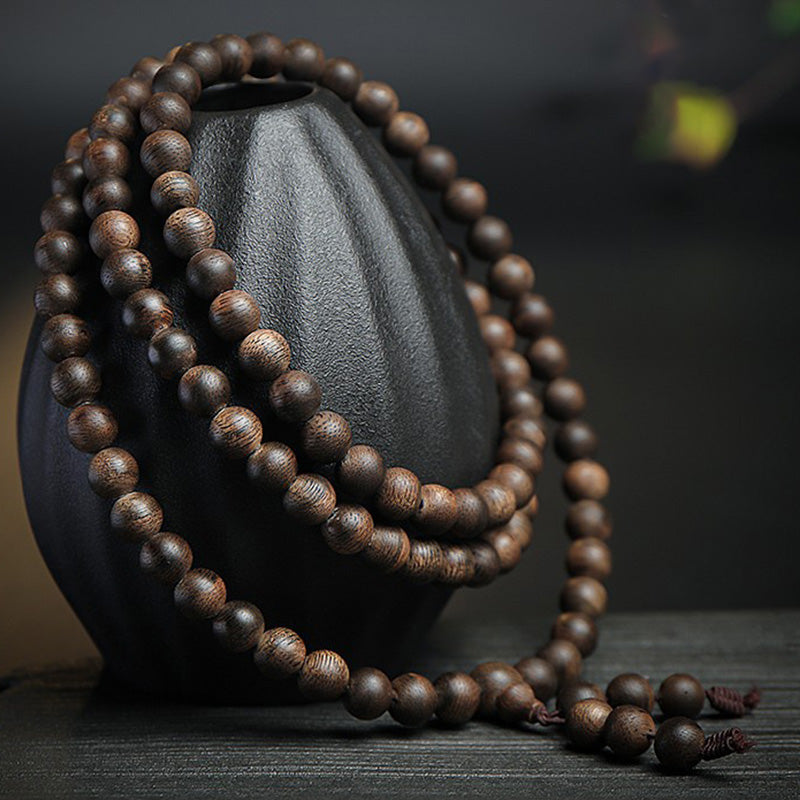 Buddha Stones 108 Mala Beads Agarwood Peace Strength Calm Bracelet