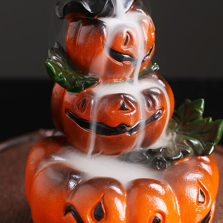 Halloween Pumpkins Ghost Resin Backflow Smoke Fountain Incense Burner Decoration