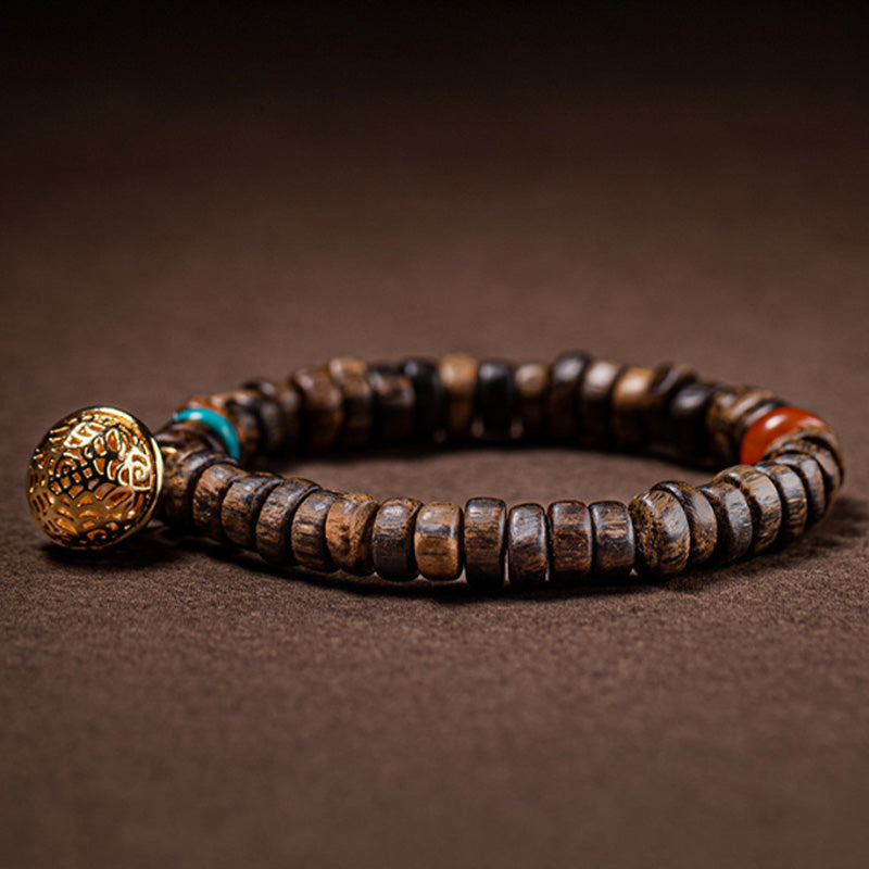 Agarwood Red Agate Turquoise Balance Strength Bracelet