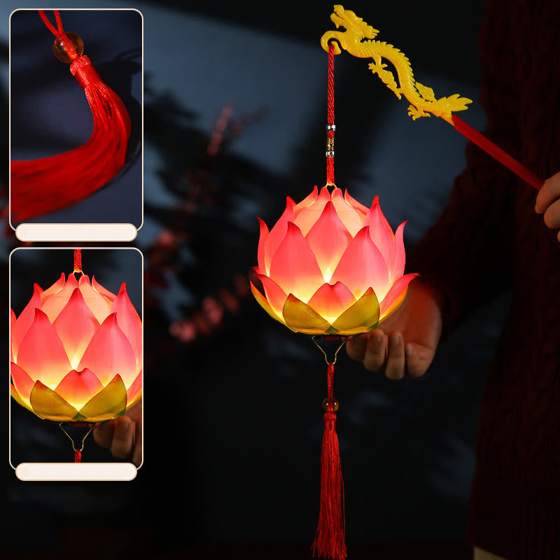 Buddha Stones DIY Lotus Flower Dragon Lantern Tassel Lamp Decoration