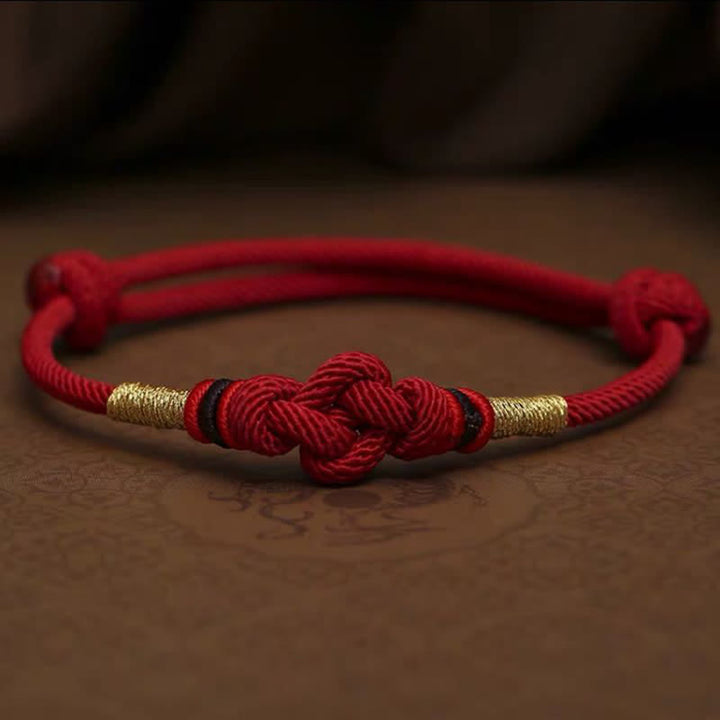 Buddha Stones Red String Jade Luck Fortune Knot Braided Couple Bracelet