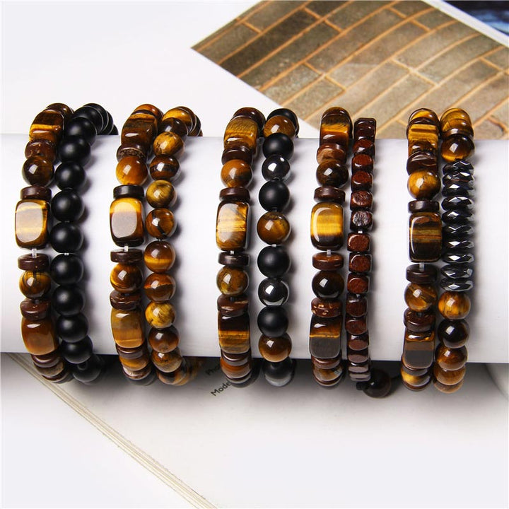 Buddha Stones Tiger Eye Frosted Stone Hematite Courage Bracelet