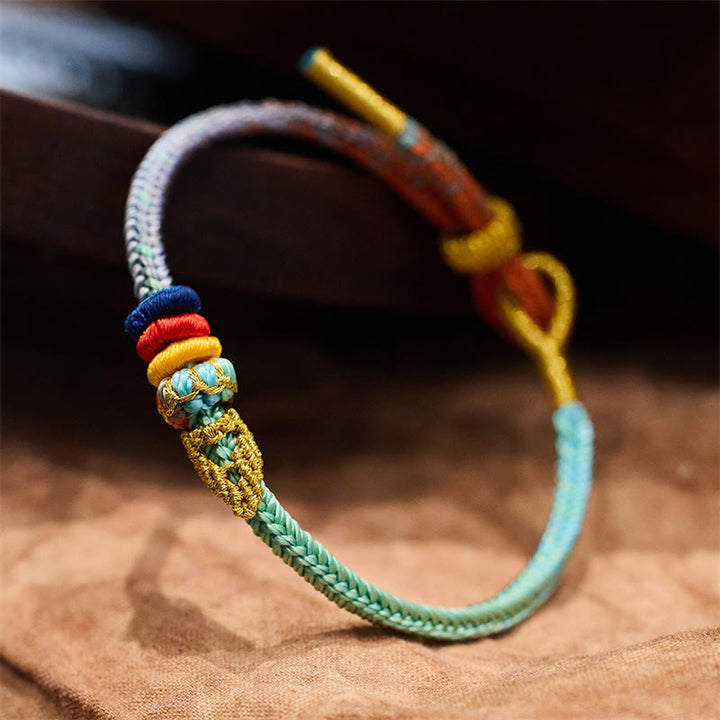 Buddha Stones Colorful Rope Eight Thread Peace Knot Luck Handmade Bracelet