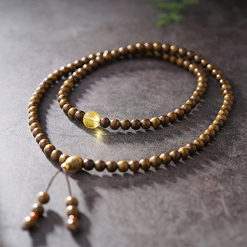 Buddha Stones 108 Mala Beads 999 Gold Brunei Agarwood Heart Sutra Amber Red Agate Strength Meditation Bracelet