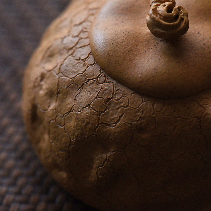 Buddha Stones Handmade Vintage Tree Texture Purple Clay Kung Fu Teapot