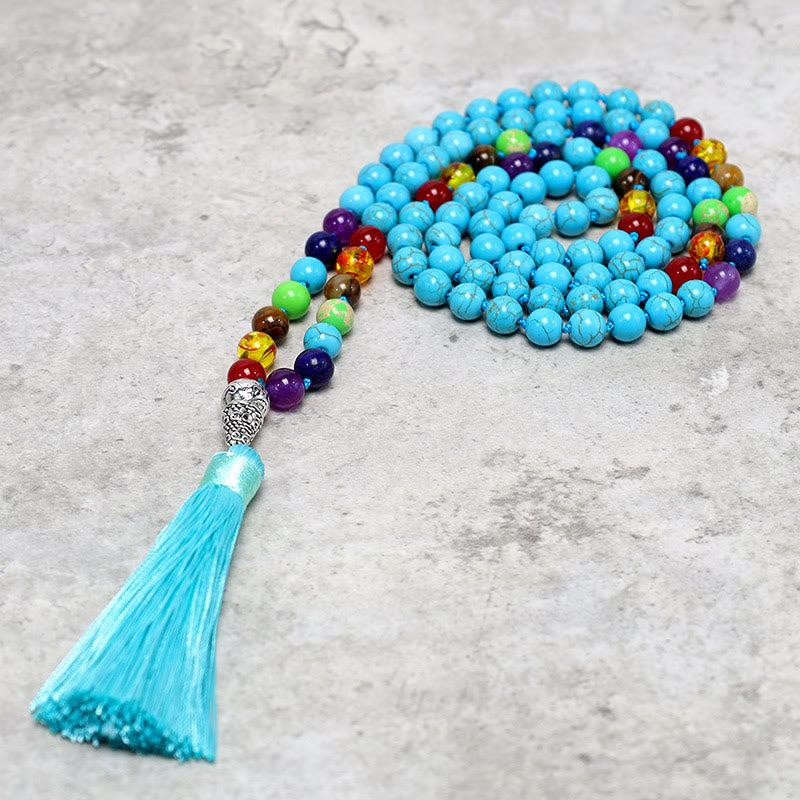 108 Mala Turquoise Beads Yoga Meditation Prayer Beads Necklace