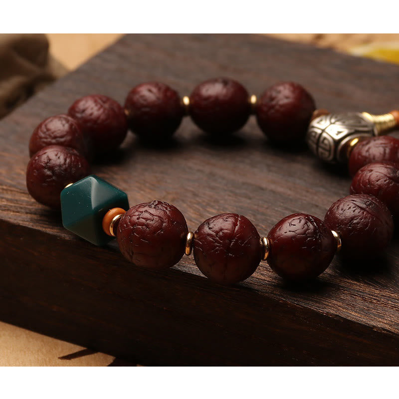 Tibetan Bodhi Seed Agate Bead Luck Wealth Tassel Charm Wrist Mala