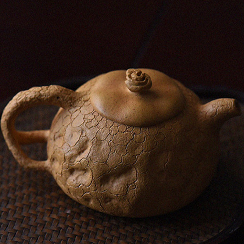 Buddha Stones Handmade Vintage Tree Texture Purple Clay Kung Fu Teapot